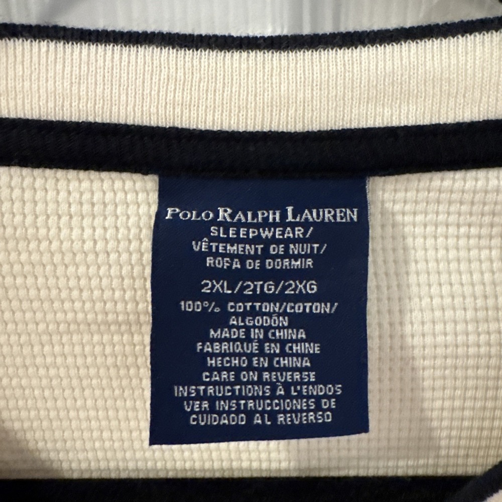 Polo Ralph Lauren Sleepwear Shirt Men's 2XL Ivory Thermal Knit Long Sleeve NWT - Picture 3 of 8